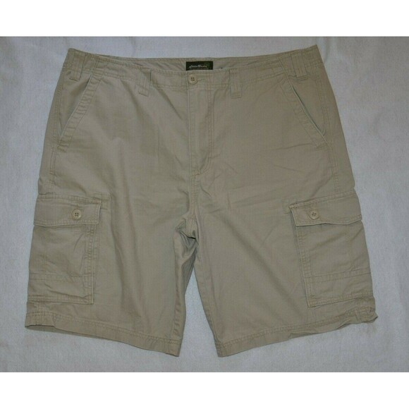 Eddie Bauer Other - Mens Eddie Bauer Cargo Shorts Size 40 Tan Khaki Cotton Button Zip